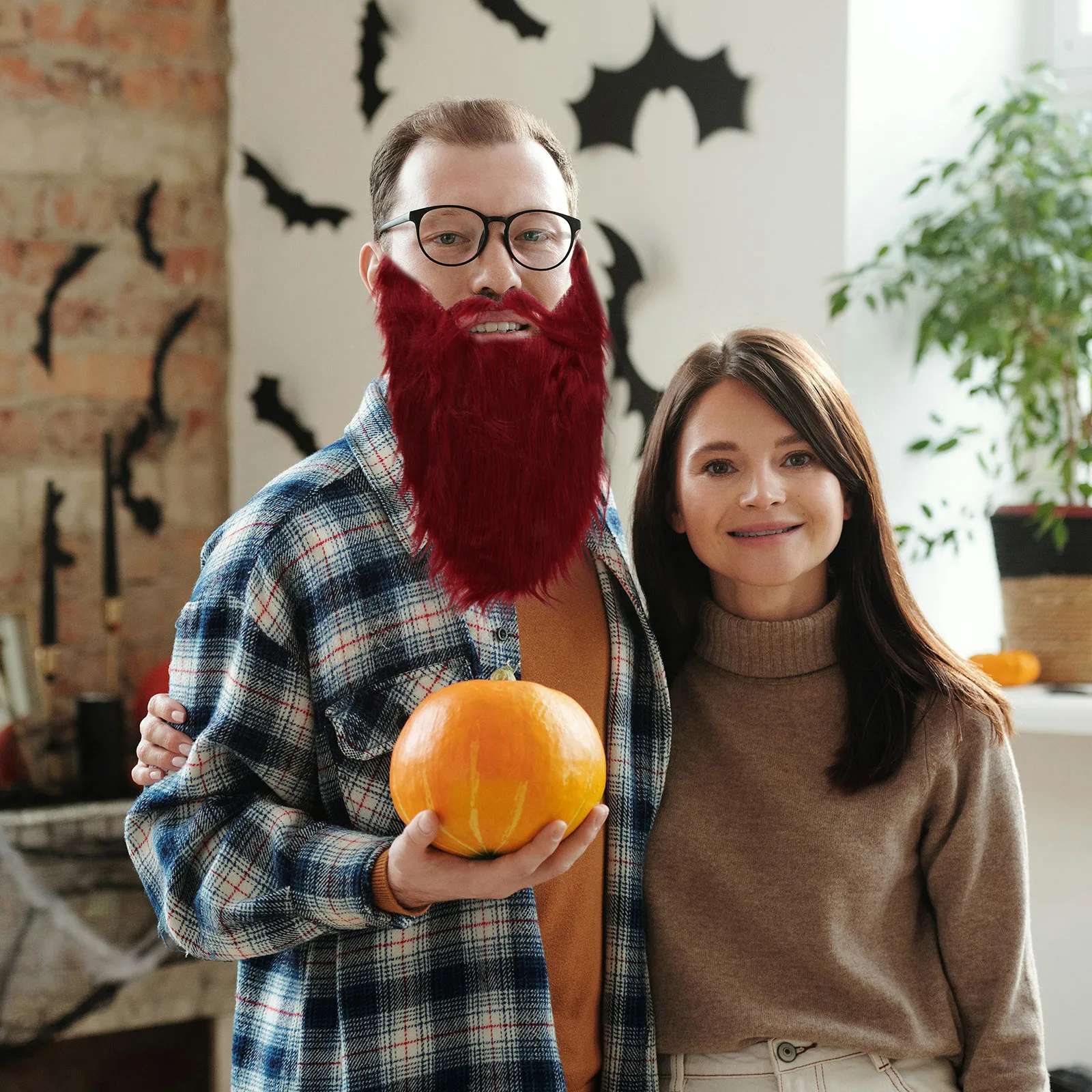 

Burgundy 40cm Fake Beard Realistic Pirate Costume Facial Hair Halloween Christmas Party Accessory Fake Facial Hair