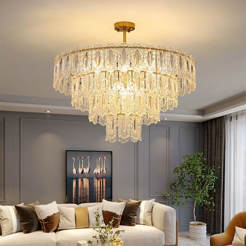 

Modern Ring Ceiling Lamp European Romantic Ceiling Pendant Light American Luxury Glass Chandelier Indoor Lighting Lustre Fixture