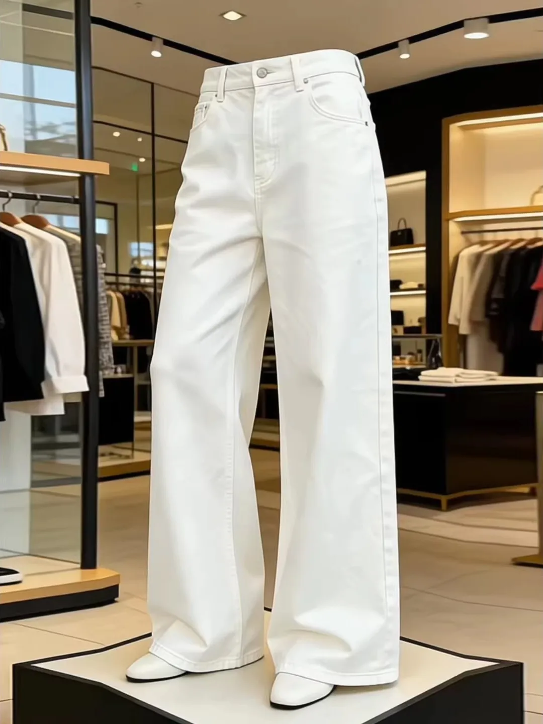 

Мужские джинсы Cleanfit прямого кроя со средней посадкой, весенние свободные драпированные брюки, удлиненные повседневные брюки для пар, белые джинсы свободного кроя