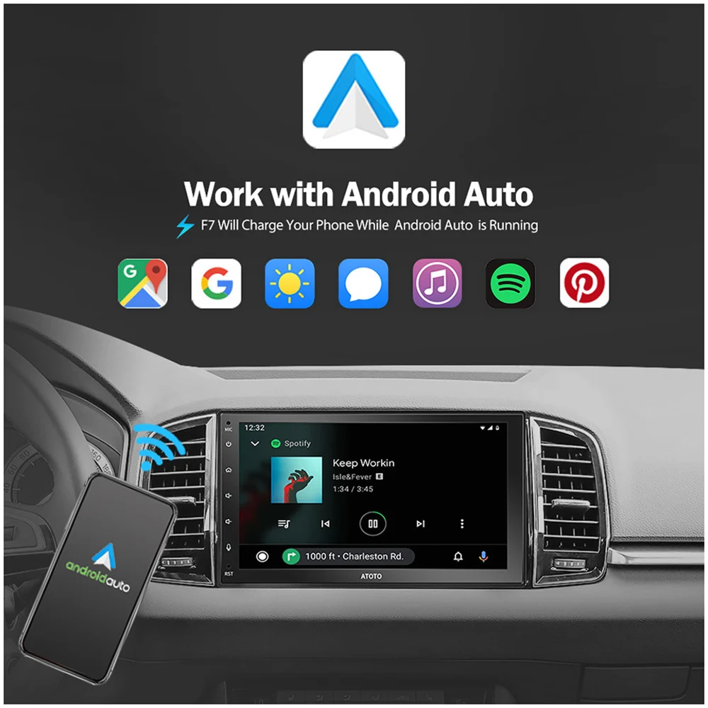 ATOTO Uniwersalne radio samochodowe 2 Din 7-calowy ekran dotykowy Stereo samochodowe z bezprzewodowym Carplayem Android Auto GPS Bluetooth Head Unit