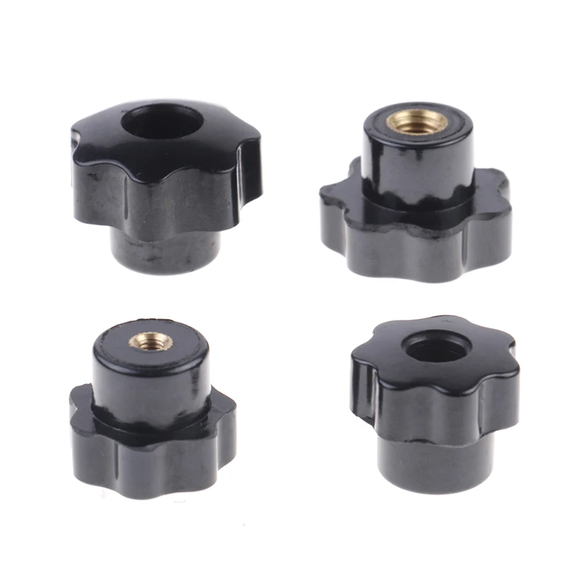 1pc Plum Nut Mechanical Black Thumb Knob Manual Thermoplastic Brass Thread Clamping Copper Core M4/M5/M6/M8