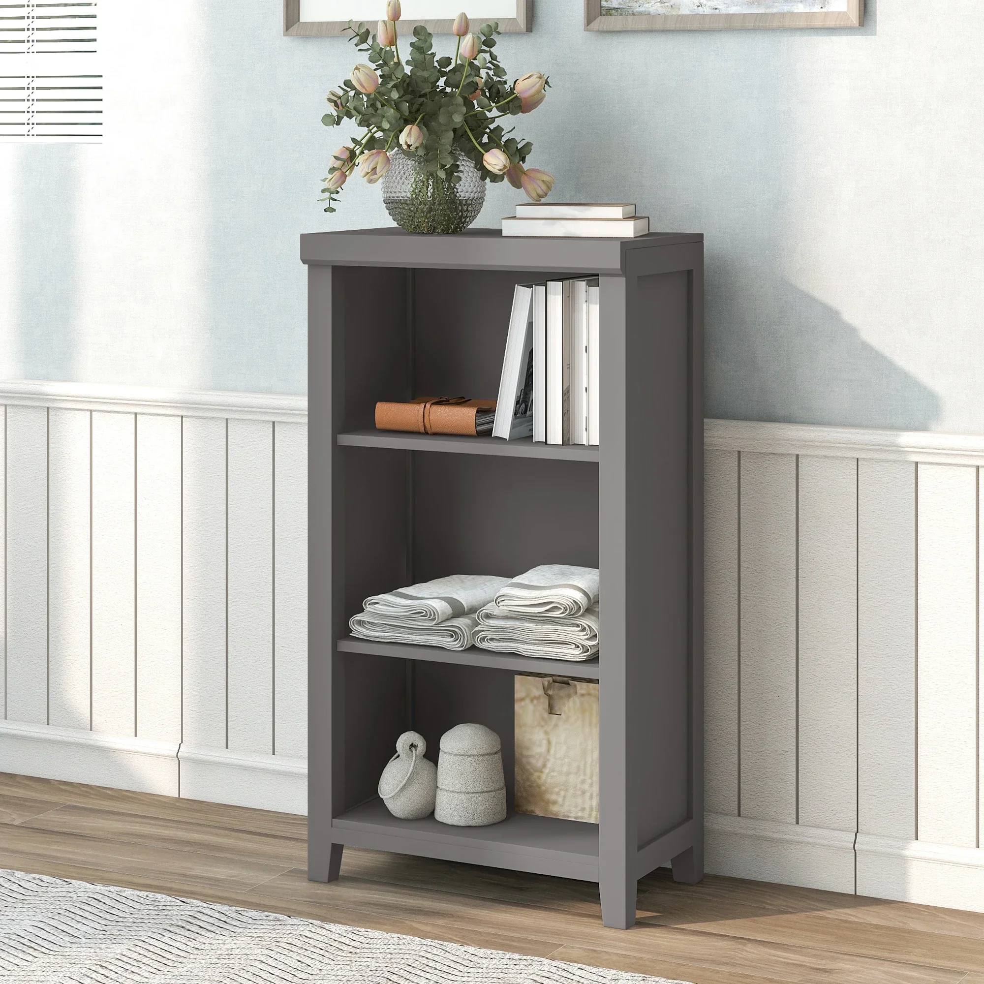 3-Tier Open Shelf Bookcase 24“L x 13.8”W x 44”H Storage Cabinet