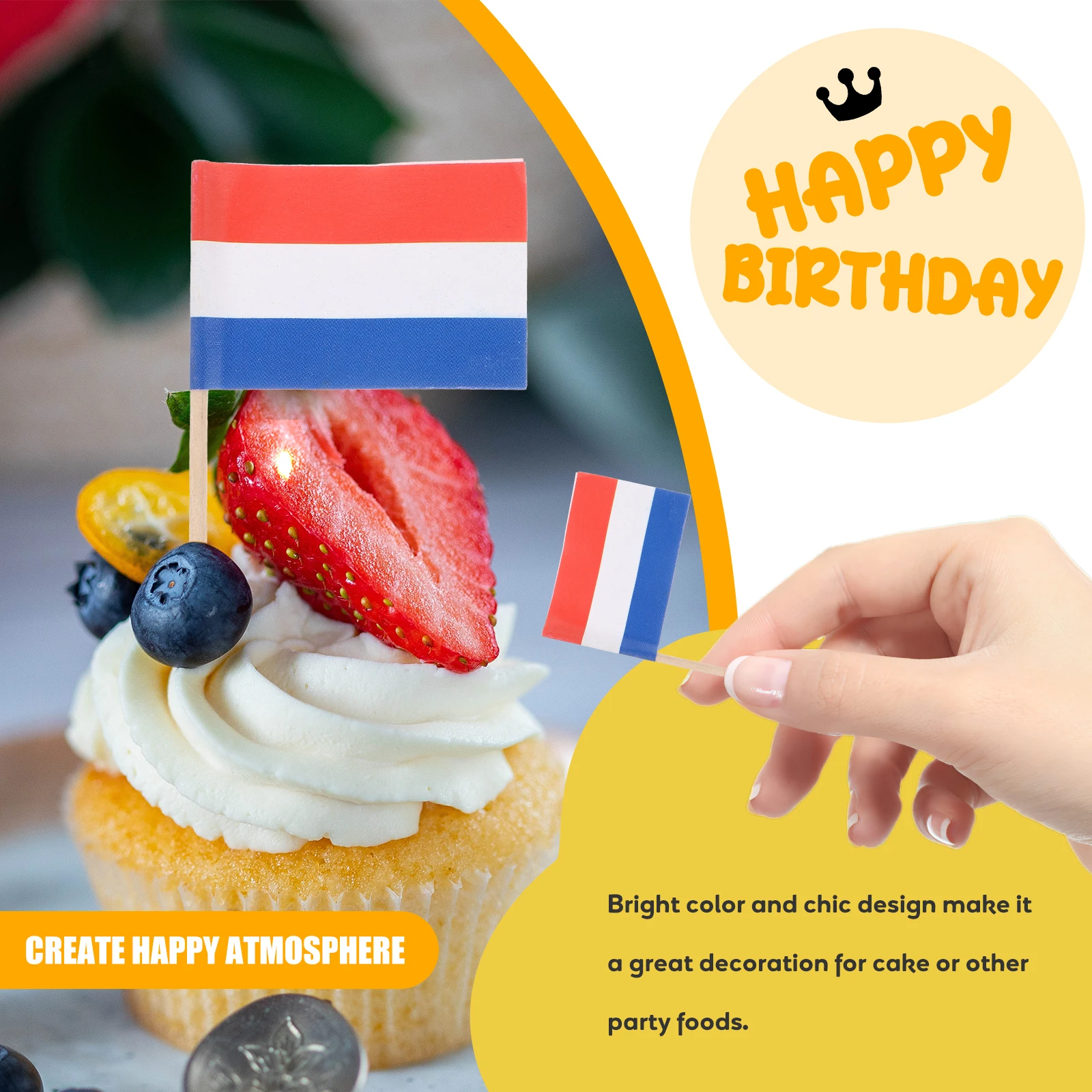 

100 Pcs Cake Card Insert Toothpick Flag Decorations Colorful Cupcake Toppers Flags Country Dessert Hat
