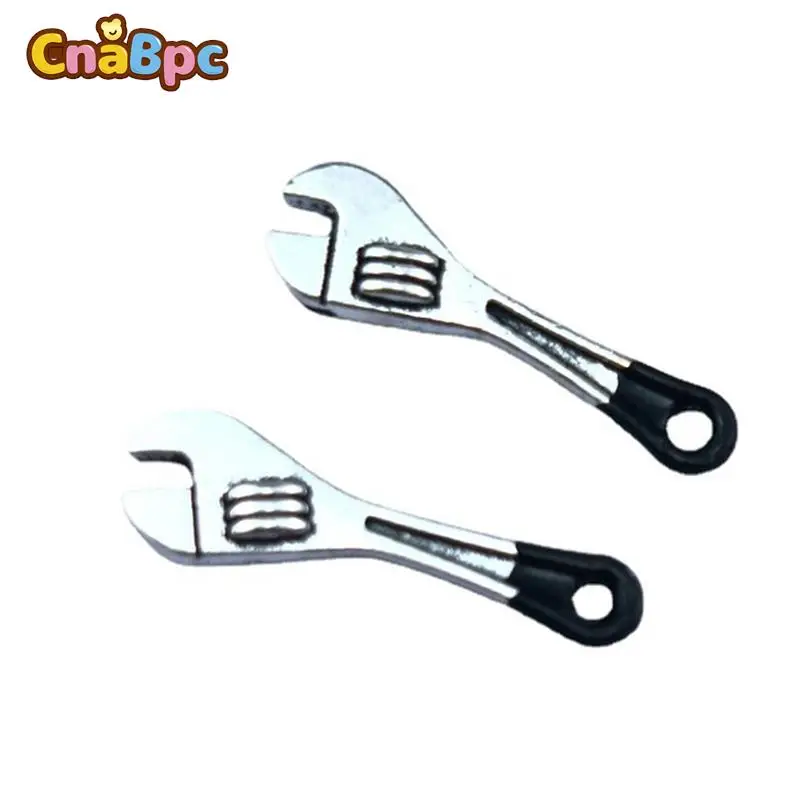 2Pcs 1/12 Dollhouse Miniature Mini Repair Tools Simulation Hammer Wrench Model Toys for Doll House Furniture Decor Accessories