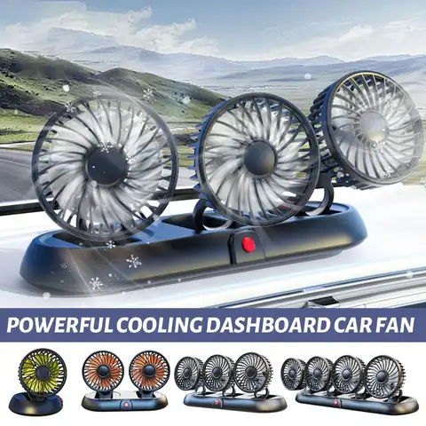 차량용 선풍기 360 °   조정 가능한 3 헤드 공기 팬 자동차 전동 팬 USB/12V/24V 팬 2 속도 자동차 자동 팬 홈 데스크 오피스 R5Q2