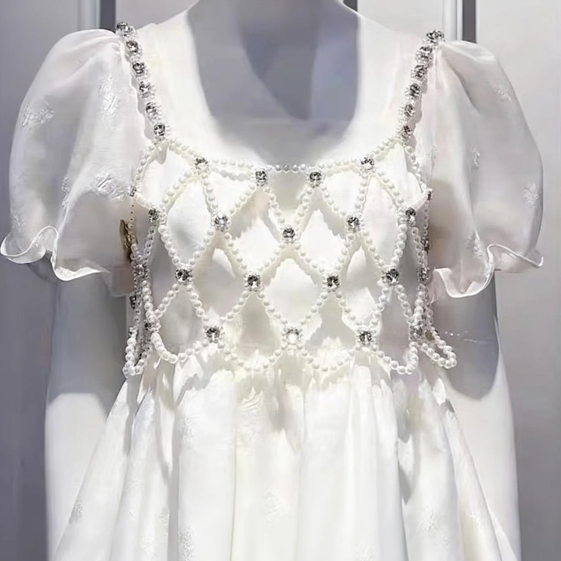 European Style Sexy Hollow Pearl Rhinestone Body Chain Heavy Work Handmade Beaded Vest Accessory Creative Fashion Jewelry