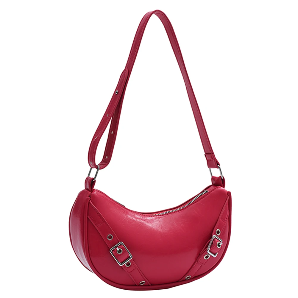 ผู้หญิง PU กระเป๋าใต้วงแขน Y2K กระเป๋าถือกระเป๋าถือขนาดใหญ่ความจุย้อนยุคกระเป๋าสีทึบสายรัดปรับระดับได้สำหรับเดินทางกลางแจ้ง