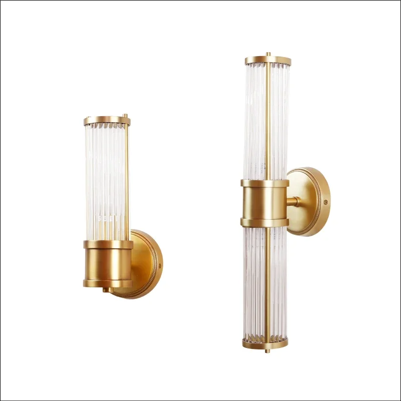 

Luxury Copper Bathroom Mirror Wall Lamp Up and Down Glass Shade Bedroom Bedside Light indoor Gold Fitting wall sconces 110-240V