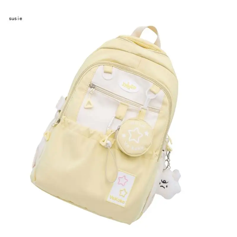 X7YA Practical Large Capacity Backpack Suitable for Teens Boy Girl Multipurpose School Book Bag Sweet Contrast Color Daypack