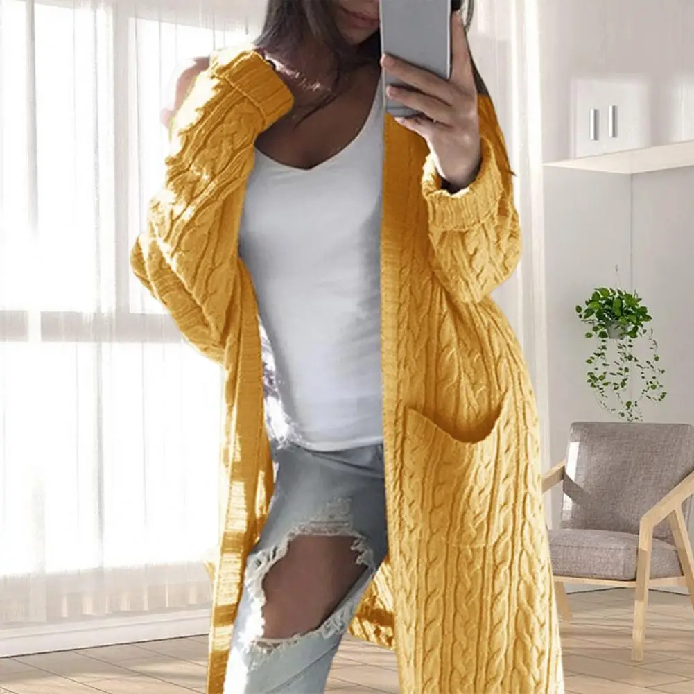 Windproof  Fashion Autumn Winter Women Long Knitted Cardigan Sweater Coldproof Knitted Coat Long Sleeve   Female Knitwear