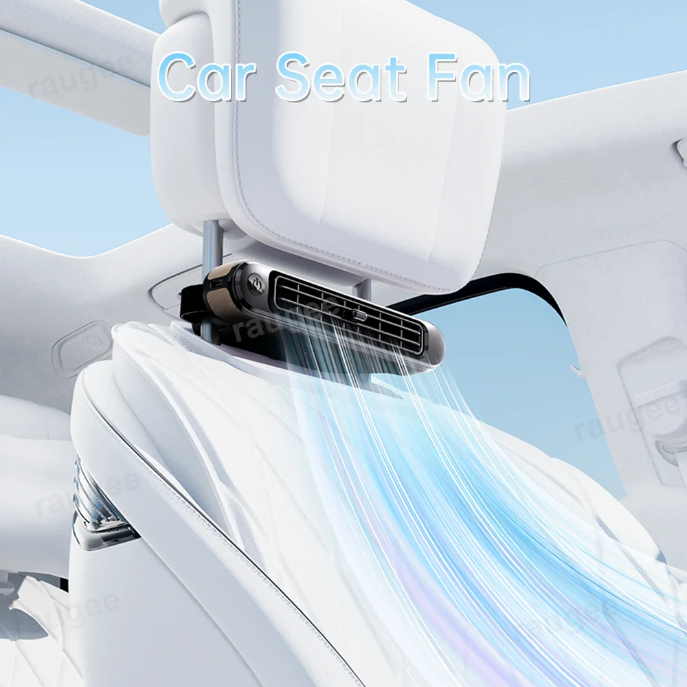 Car Seat Cooling Fan Powerful Portable Car Headrest Fan Interior Cooler Air Circulator 3 Adjustable Speeds Strong Wind Low Noise