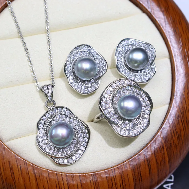 

Набор ожерелья из пресноводного жемчуга с цветком удачи, 8-9 мм, слегка пятен, гладкое, позолоченное 18 карат, микроинкрустация, универсальные ювелирные изделия 260