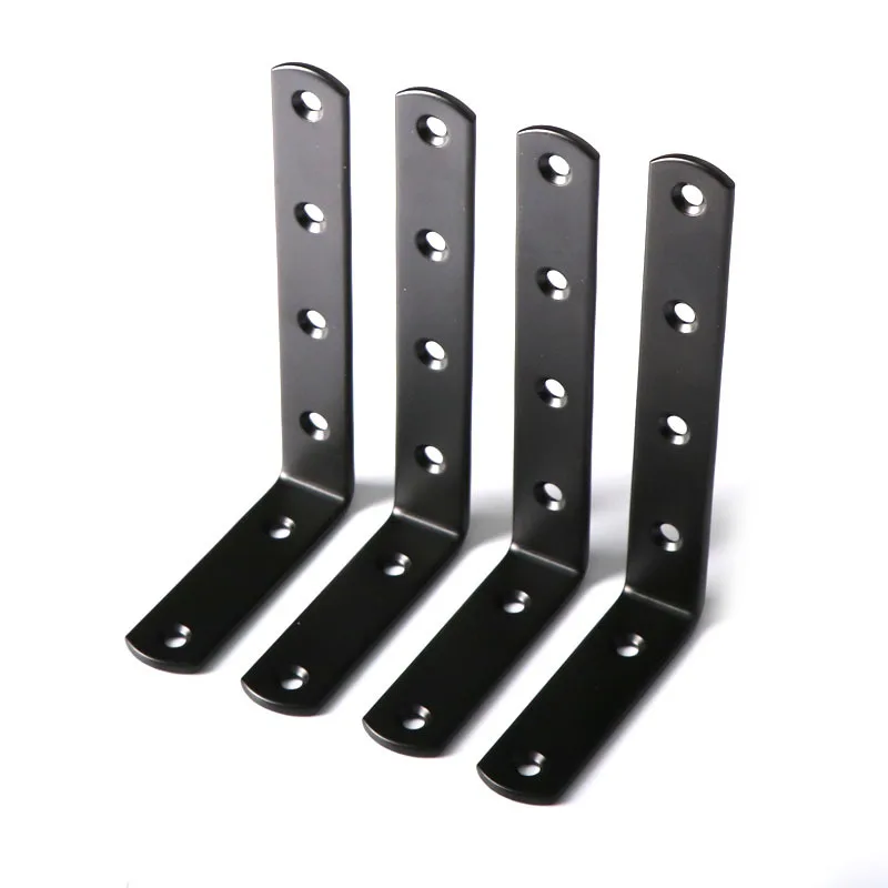 125x75mm Black L-Shaped Corner Bracket for Wall Mounting 90 Degree Right Angle Support Bracket Furniture Legs Fixing Hardware