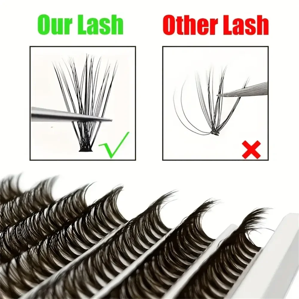 200 Stück braune Cluster-Wimpern, 40D-Pfropfen, individuelles Volumen, Wimpernverlängerung, Make-up-Werkzeug für einen natürlichen und dramatischen Look – Detail 5