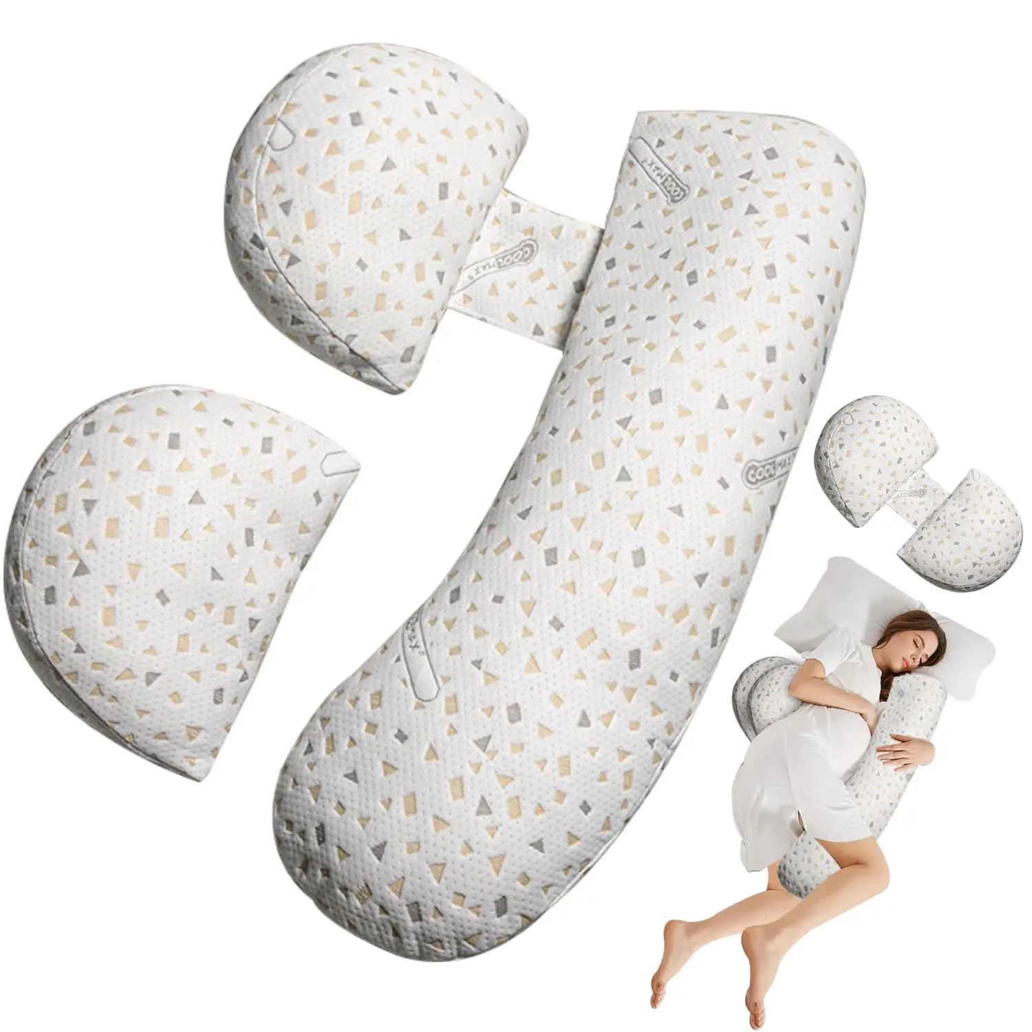 Pregnancy Pillow for Sleeping Maternity Pillow Support for HIPS, Backs, Legs, Maternity Pillow with Detachable Adjustable Pillow