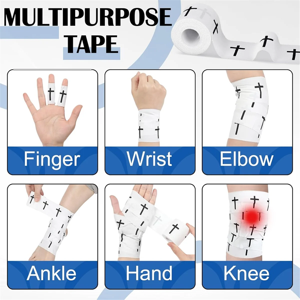 A24P 4個入り クリスチャン アスレチックテープ スポーツテープ 2インチ x 23フィート イエス コットン リストテープ スポーツ アスリート トレーナー テニス用