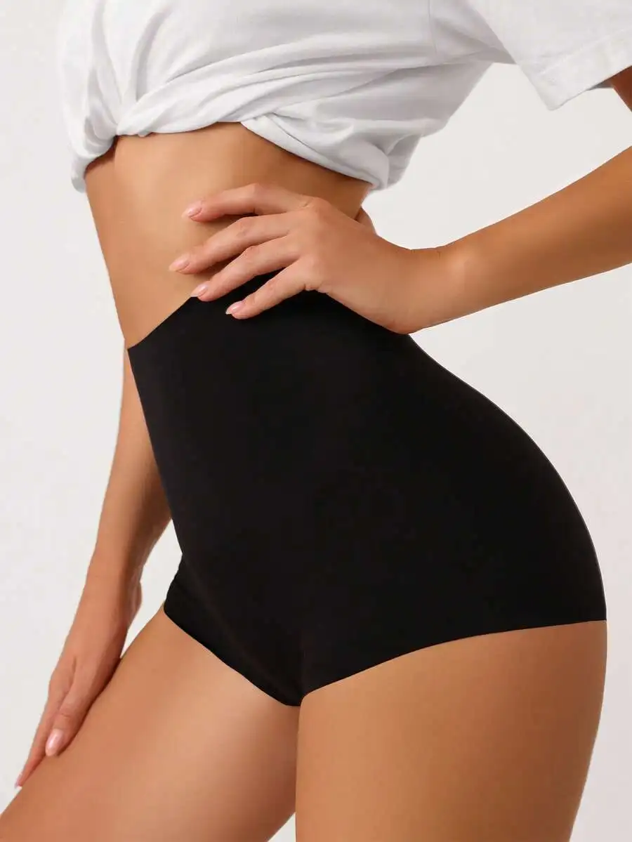 Womens Black High Waist Stretch Shapewear Shorts Comfortable Tummy Control Underwear