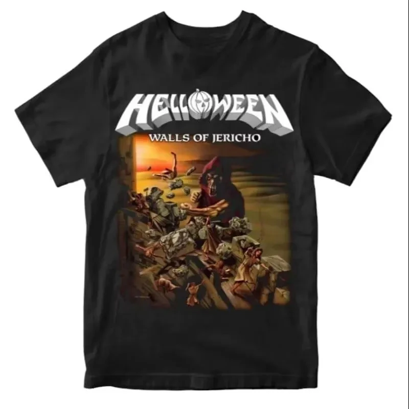 Vintage 80s Helloween Walls of Jericho Drak Hole For Fans Tee Summer Men's and Women's Loose and Breathable T-shirt Top