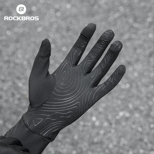 Imagen 2 del producto ROCKBROS guantes de ciclismo primavera otoño guantes de bicicleta antideslizantes guantes de dedo largo forro polar guantes más cálidos guantes de montar a prueba de viento