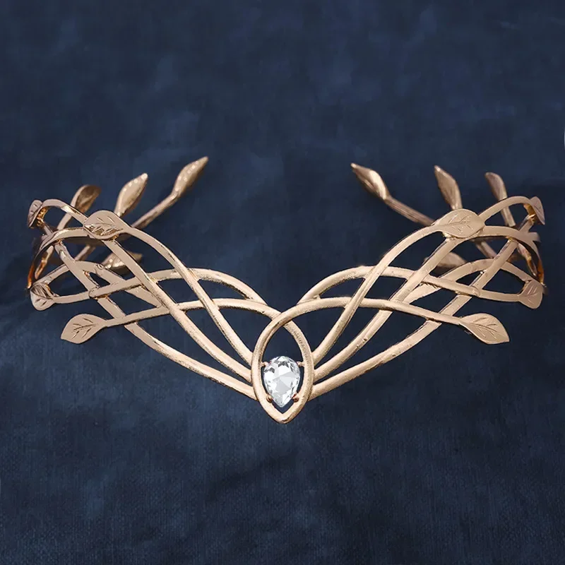 Fantasy Cosplay Crown Vintage Leaf Headband Elves Tiara Design Bridal Wedding Hair Accessories Gift image 3