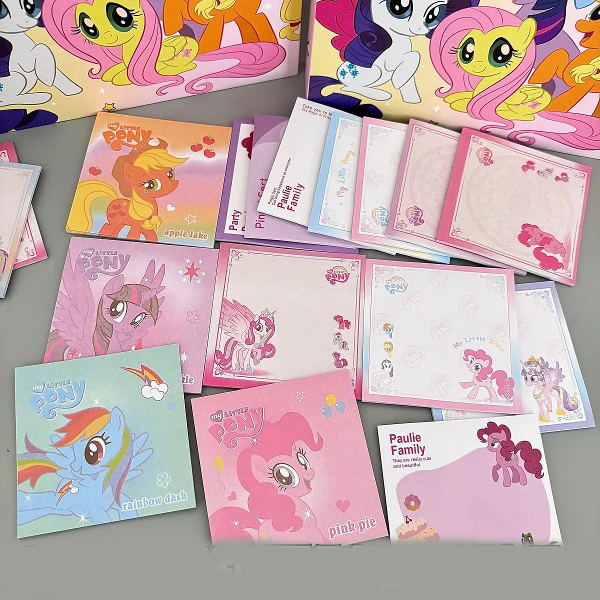 4Pcs Kawaii My Little Pony Note Pad Pinkie Pie Fluttershy Rainbow Dash Cartoon Anime Stickable Message Book Student Gift Kid Toy