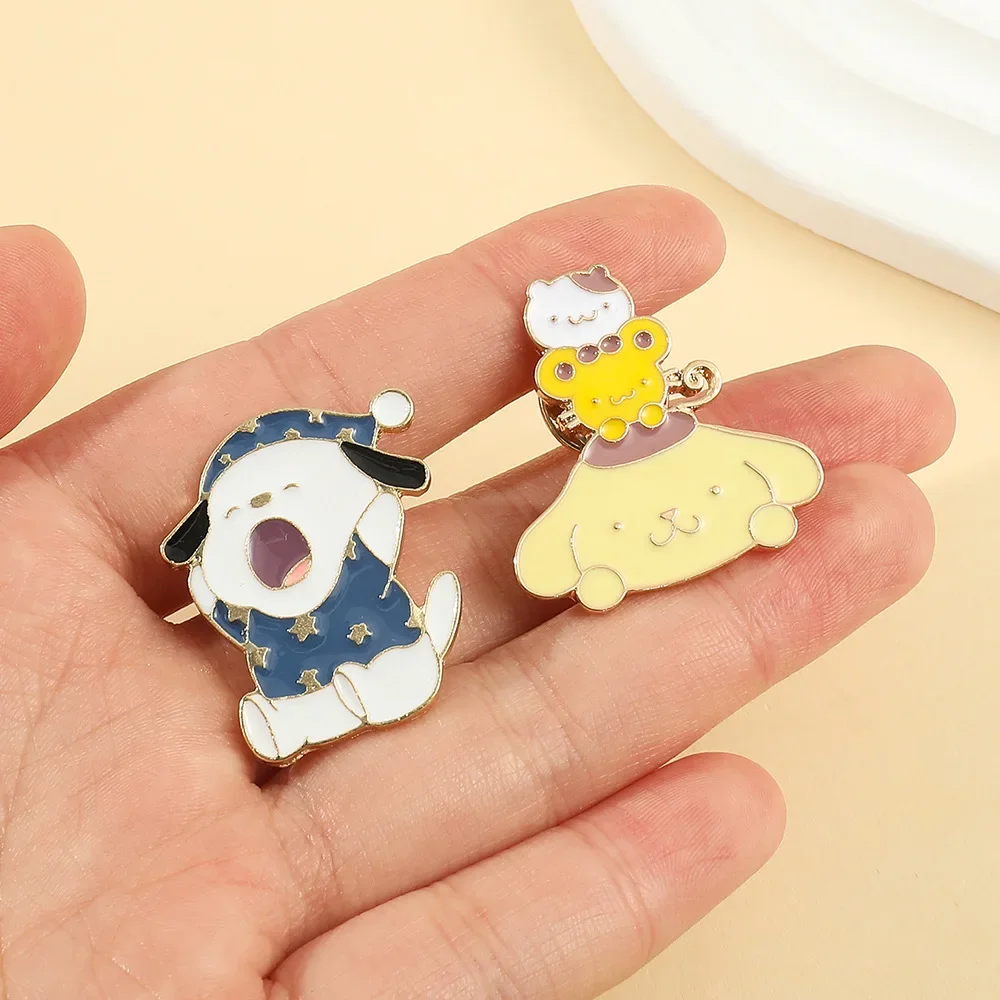 Sanrio Hello Kitty Brooch Action Anime Figures Melody Kuromi Cute Lapel Pins for Backpacks  for Women Enamel Pin Gift Fashion