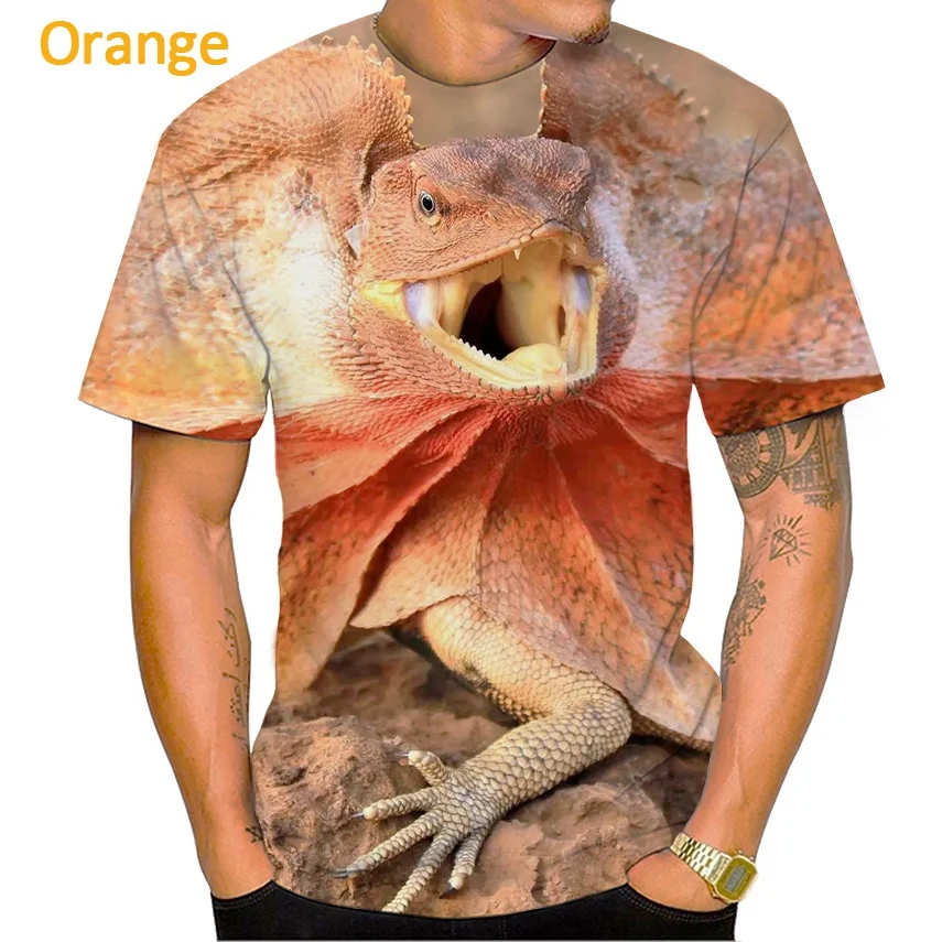 Summer Hot Sale 3D T-shirt Fashion Animal Lizard Print T Shirt Personalized Harajuku Style Street Breathable Short Sleeve Top