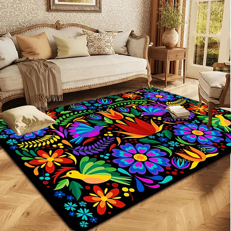 One European-style modern living room, a colorful Mexican-style floral pattern - essential for home decoration! Flannel materi