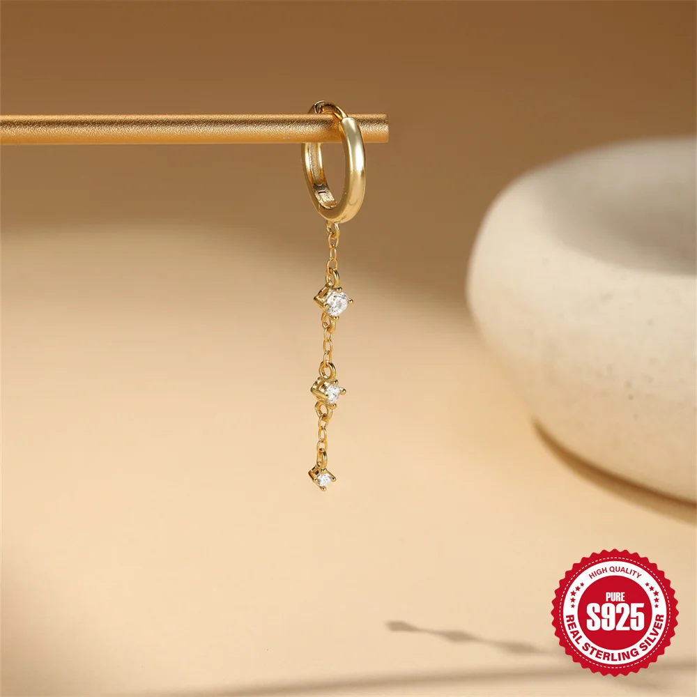 

AIDE S925 стерлингового серебра геометрические серьги с четырьмя когтями и цирконием для женщин модные серьги для пирсинга роскошные высокое качество