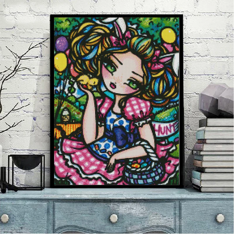 AB Diamond Painting Colorful Embroidery Cross Stitch Cartoon Girl Set 5D DIY Anime Lady Mosaic Beautiful Beauty Home Decor