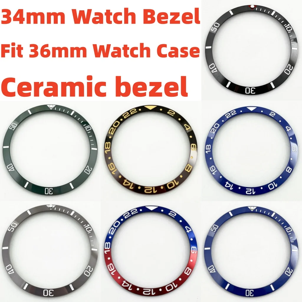 RICHUS 34mm*28.8mm High Quality Ceramic Bezel Black Blue Watch Bezel Fit 36mm Watch Case Watch Accessories