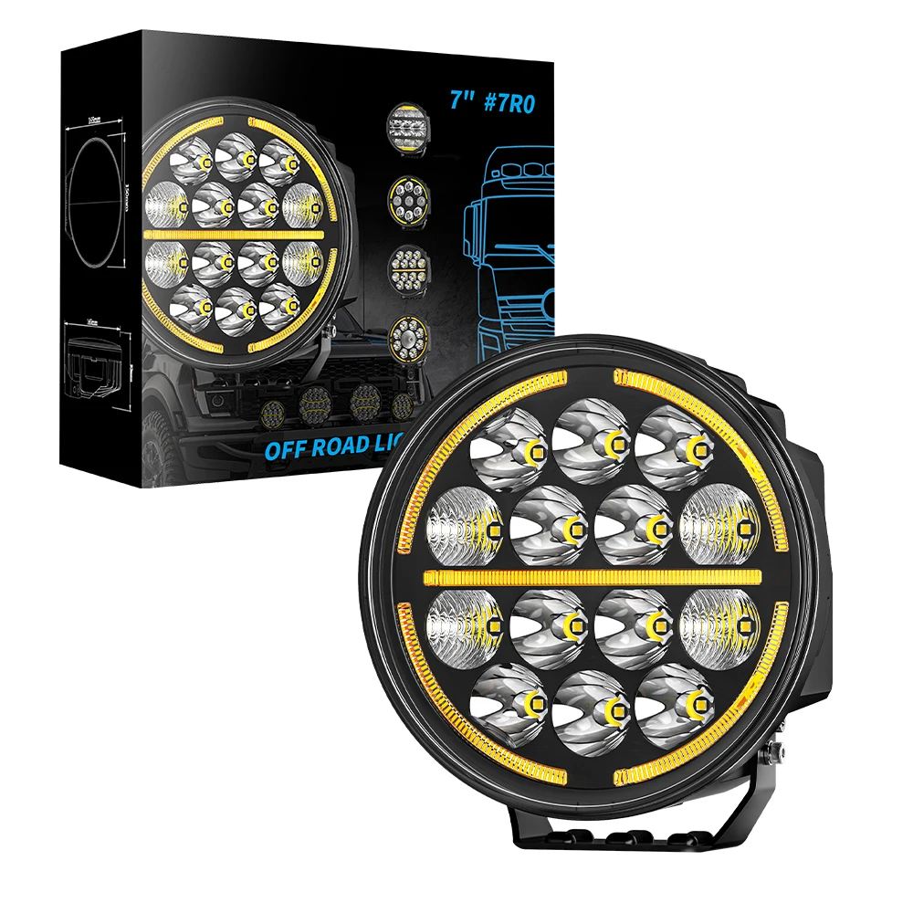

7" Round Car Working Light Truck Off-Road Driving Light Retrofitted Front Headlight Auxiliary Car Light Day Running Light 7R02
