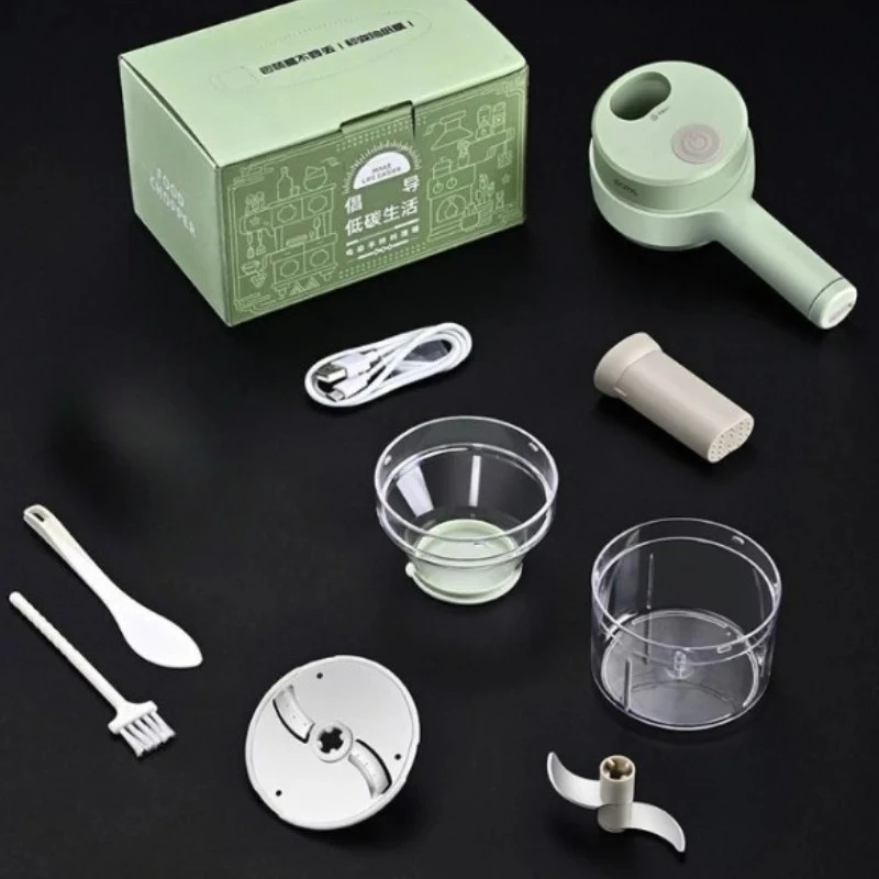 4In1 Electric Vegetable Cutter Set Handheld Wireless Electric Garlic Masher Food Chopper Meat Grinder Machine Food Peel Slice