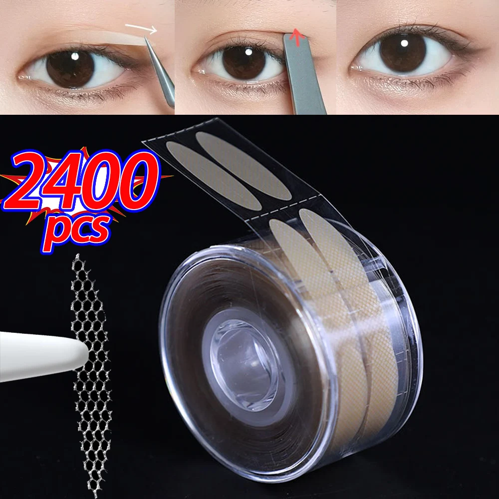 Double Fold Double Eyelid Tape, Invisible Double Fold Eyes Eyes Sticker, Ferramentas de maquiagem, claro, cinza, 2400Pcs