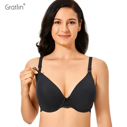 Gratlin Breastfeeding Seamless Underwire Maternity Nursing Bra For Pregnant Women Lace With Bones Lingerie