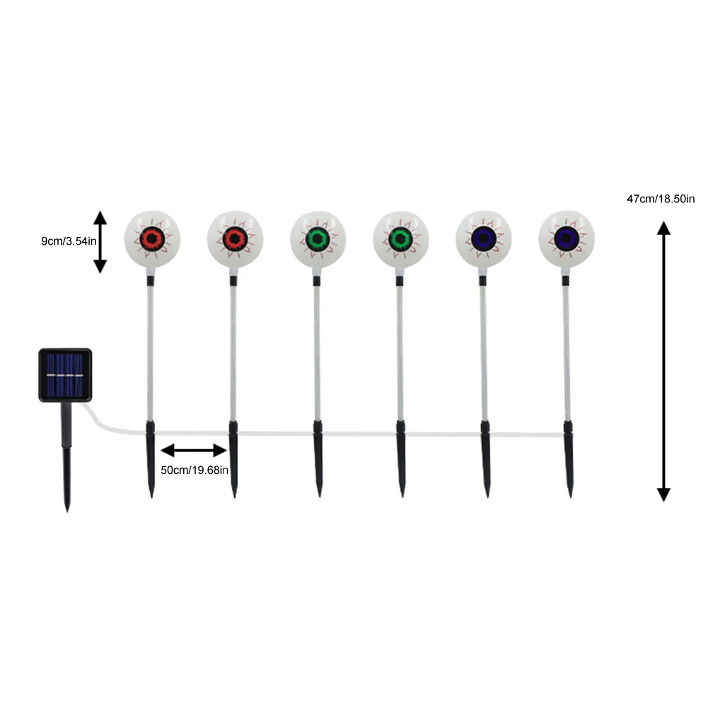 6 sztuk słonecznych strasznych lamp gałek ocznych 8 trybów słonecznych świateł ścieżek LED Solar Eyeball Pathway Lamps for Lawn Patio Party Decor