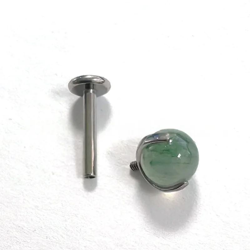 

F136 16G Titanium Piercing with Agate Prong Setting Internal Thread Hypoallergenic Cartilage And Nose Stud Body Jewelry