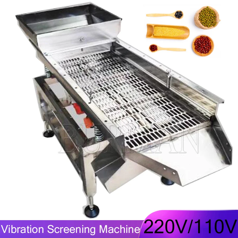 Stainless Steel Linear Grains Vibrating Screen Small Sieve Shaker Electric Industrial Vibrating Screening Machine