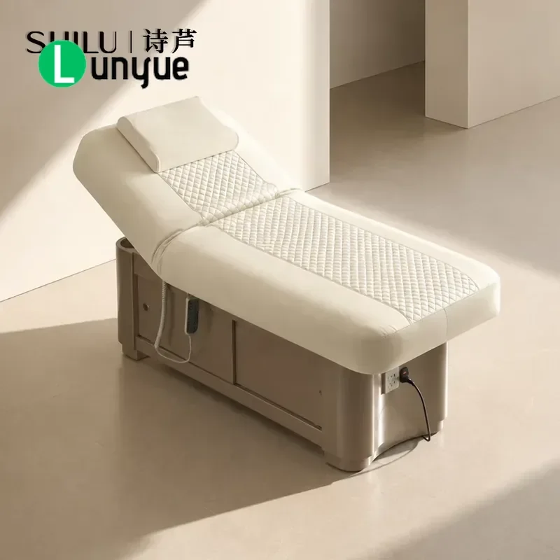 Electric Facial Treatment Bed with Built-in Massage Function Adjustable Beautician Workbench for Beauty Salons Spas Skin Care