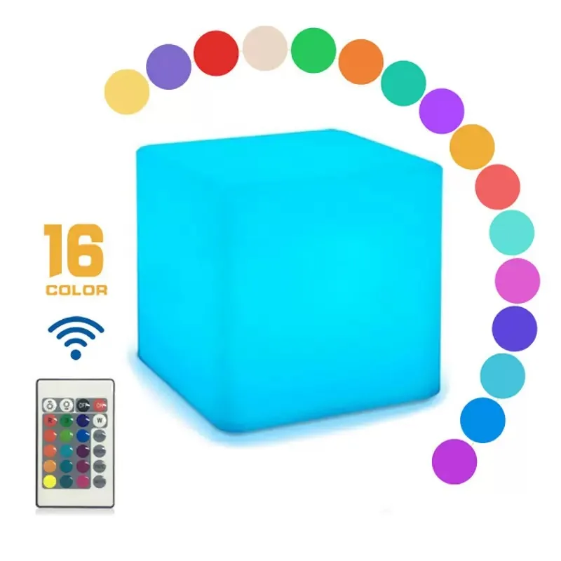 

Dimmable LED Decoratative cube Night Light Dimming Tesseract mini Cube Mood lamp w/Remote Bar Home table kid bedside Decor H80mm