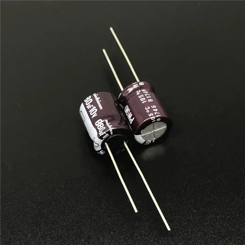 10pcs/100pcs 680 미크로포맷 10V NICHICON PW 시리즈 10x13mm 낮은 임피던스 긴 수명 10V680uF 알루미늄 전해 콘덴서