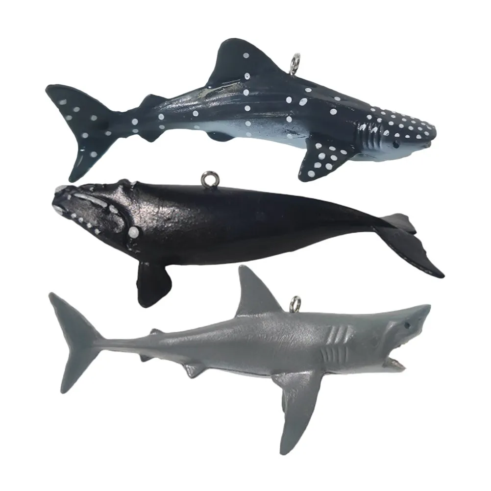 3Pcs Lifelike Floating Shark Aquarium Ornament Bright Fadeless Decor for Fish Tank Layout Enhancement Dynamic Play Environment