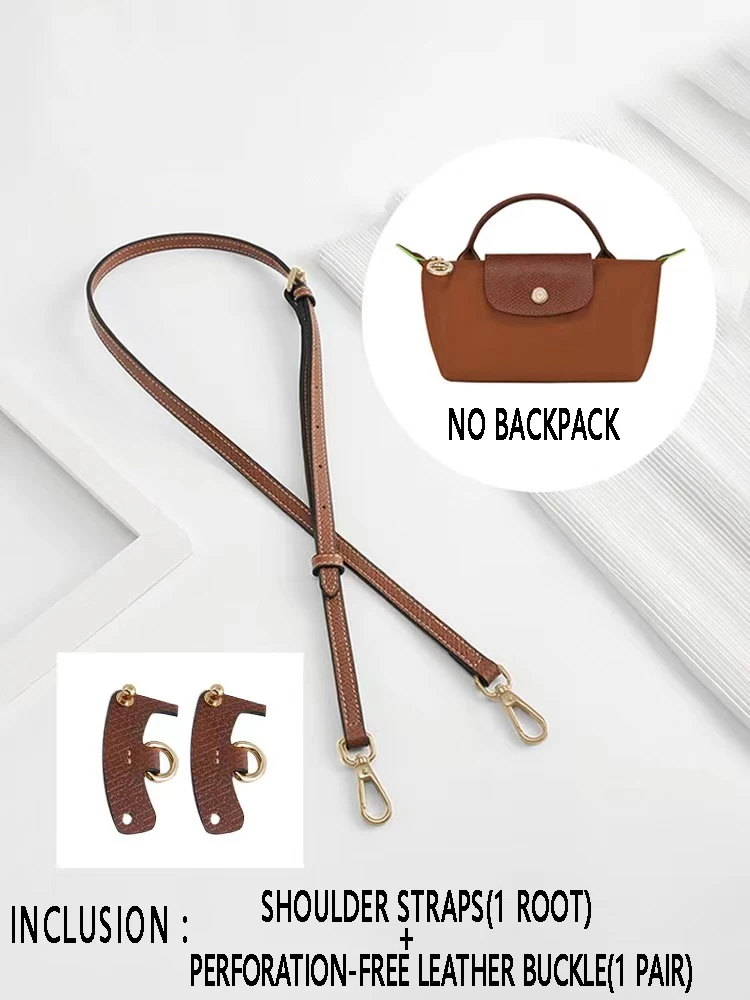 Correa de bolso para Longchamp Mini sin perforaciones, conjunto de correa de hombro de cuero genuino, correa cruzada de transformación, accesorios