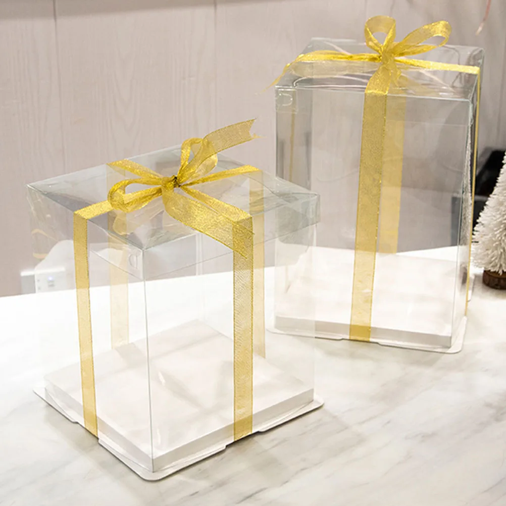 

4pcs Cake Small Gift Box Boxes 6 Inch Tall Clear Containers Gift Packaging Banquet Cafe Party Chocolate Cases