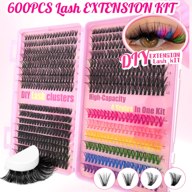 120/240/392/600 Stück Künstliche Wimpern für Anfänger DIY Regenbogenfarbene Wimpern für Zuhause - Dramatisches Volumen-Wimpern-Set – Detail 12