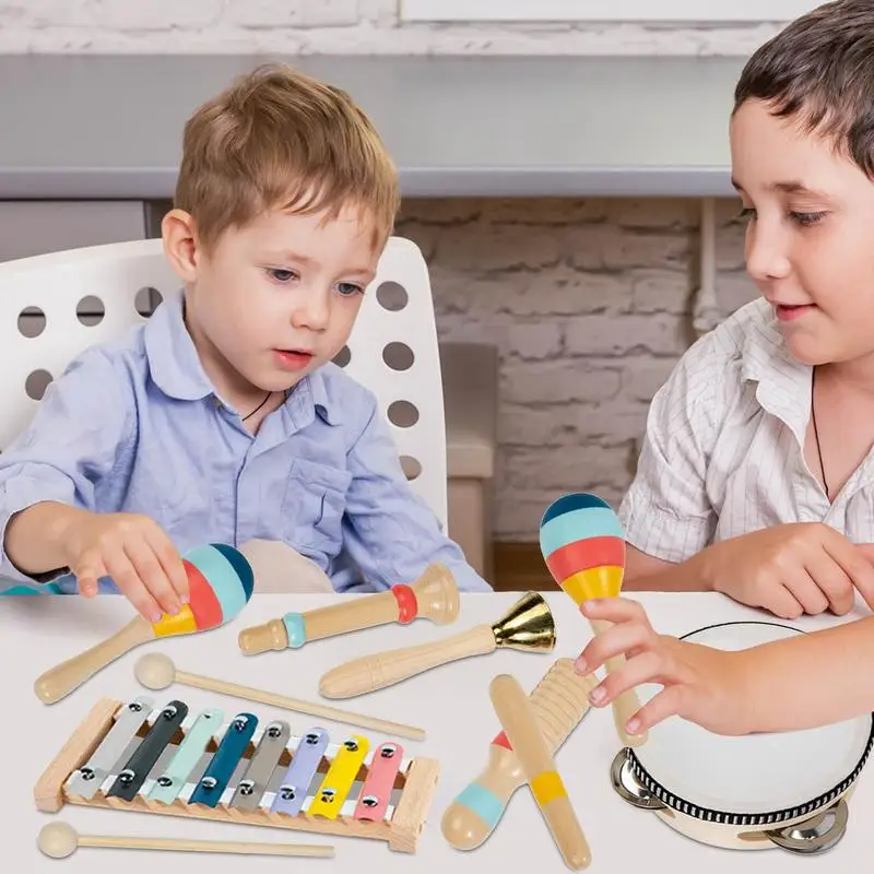 Montessori เครื่องดนตรีชุดการศึกษาเครื่องดนตรีมือเรียกเข้าเครื่องช่วยฟังของเล่นสําหรับเด็กวัยหัดเดิน Early Learning