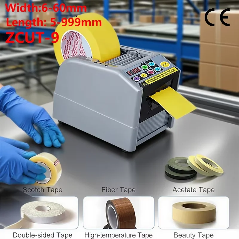 

ZCUT-9 Автоматический диспенсер для ленты 5-999 мм Регулируемая длина Лента для скотча/волокна/ацетата для промышленной упаковочной ленты