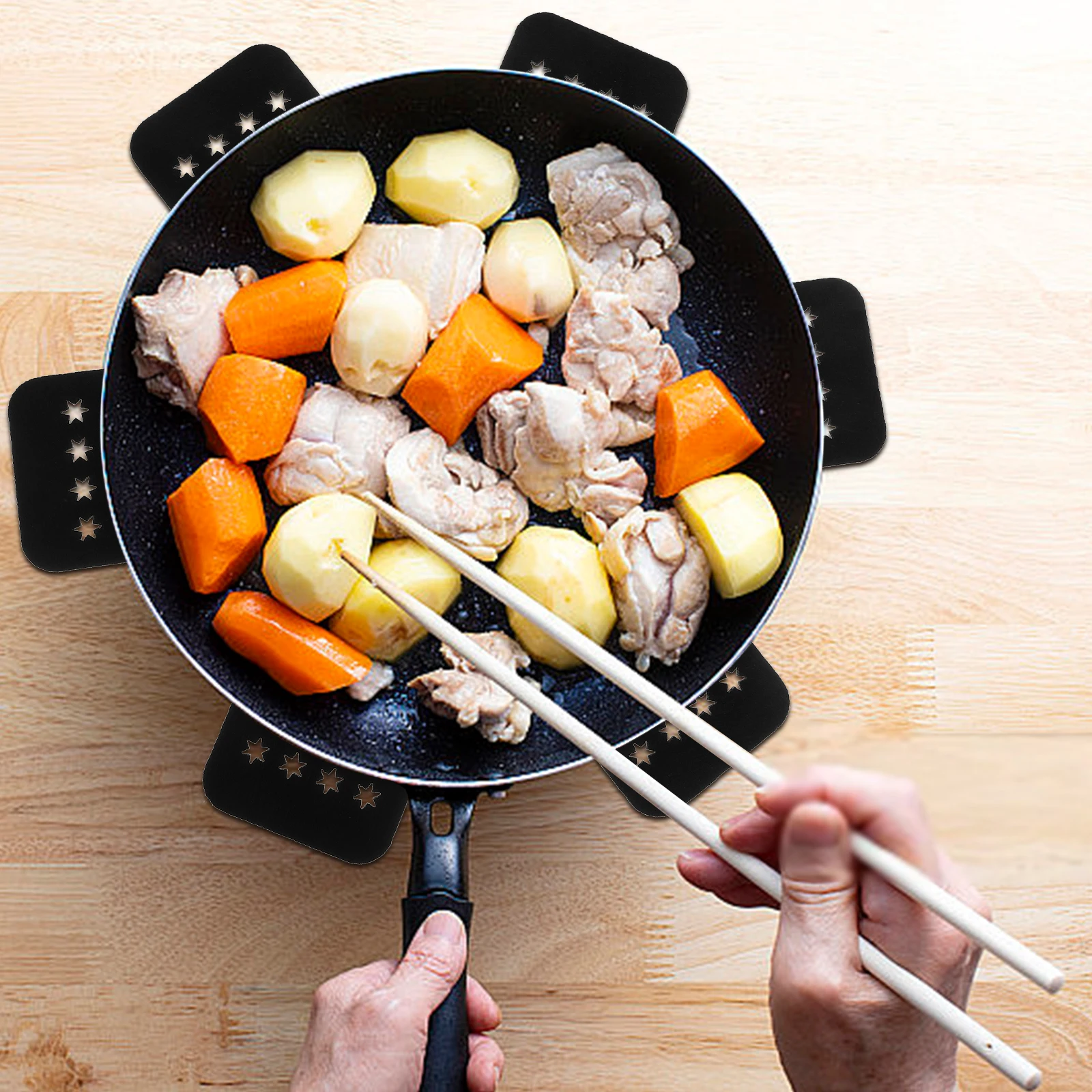 

3pcs Black Felt Pot Holder Protectors Non-slip Heat Resistant Mats For Stacking Cookware Pan Table Kitchen Decorative Must-have