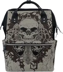 Gothic Punk Skull Mommy Bag Mother Bag Travel Backpack Diaper Bag Daypack Nappy Bags for Baby Care Large Capacity