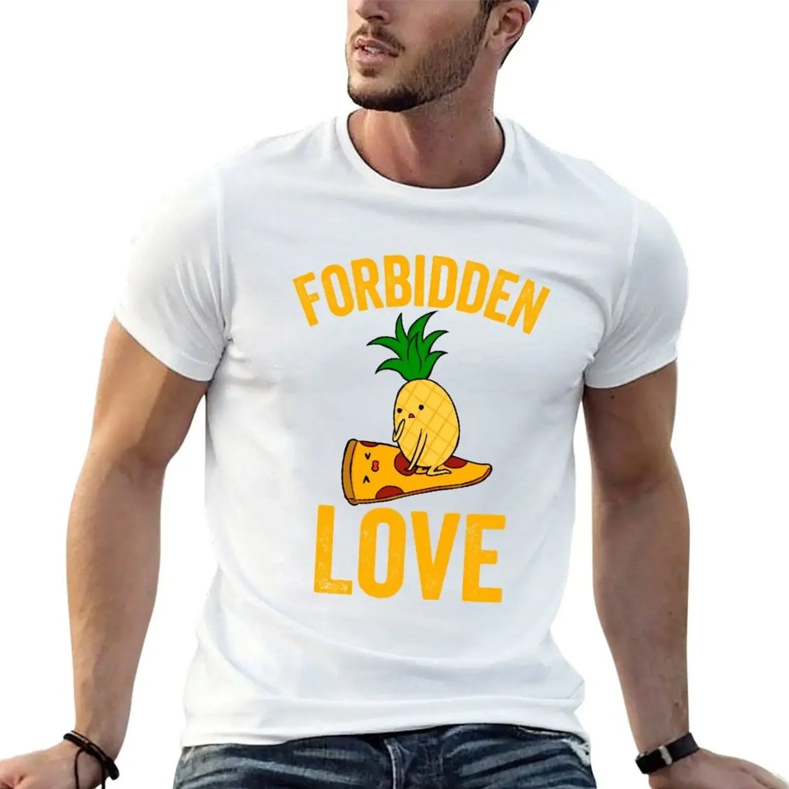 

Forbidden Love Funny Pineapple Pizza Graphic Image T-Shirt designer shirts sublime tee shirts for men